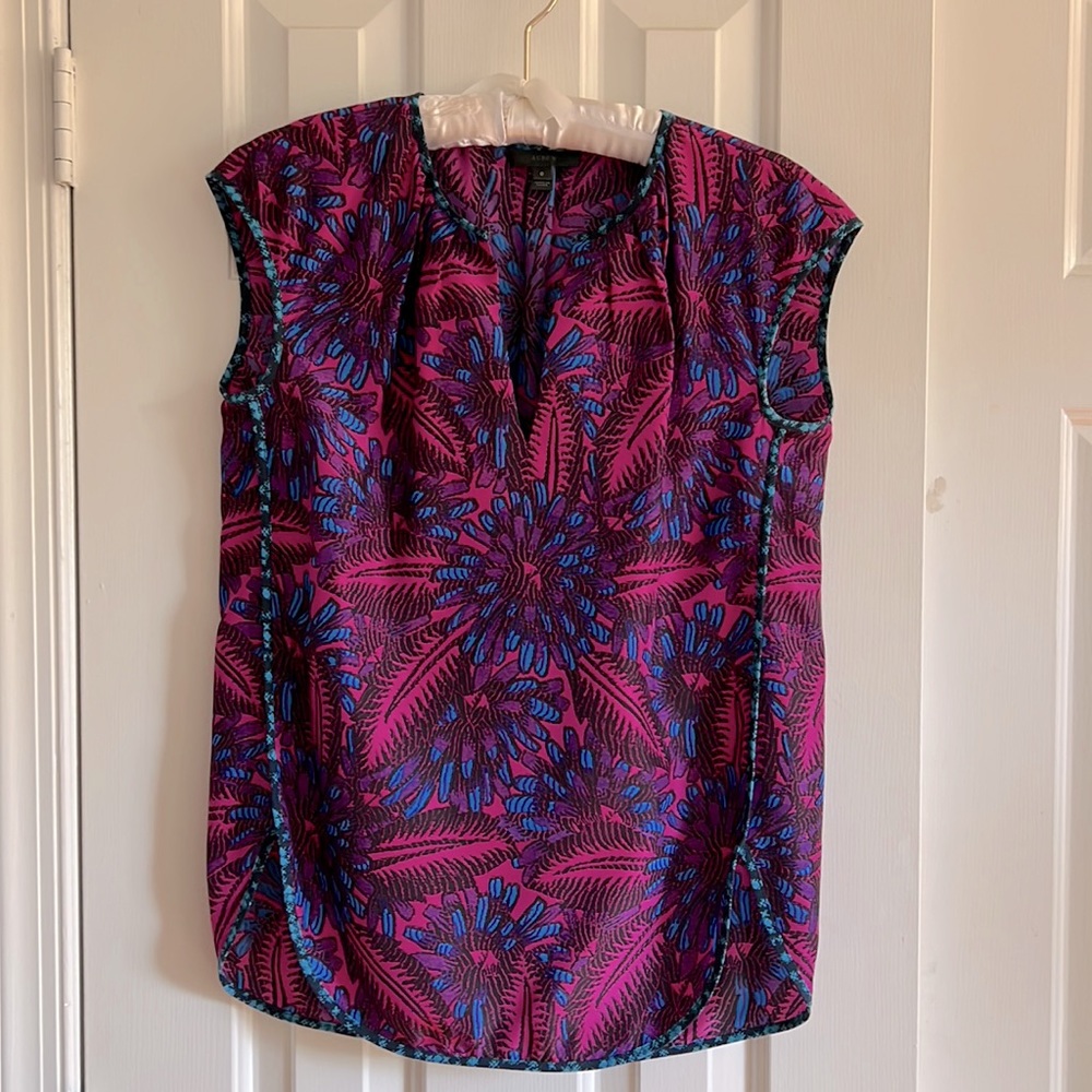 Jcrew fuchsia silk blouse